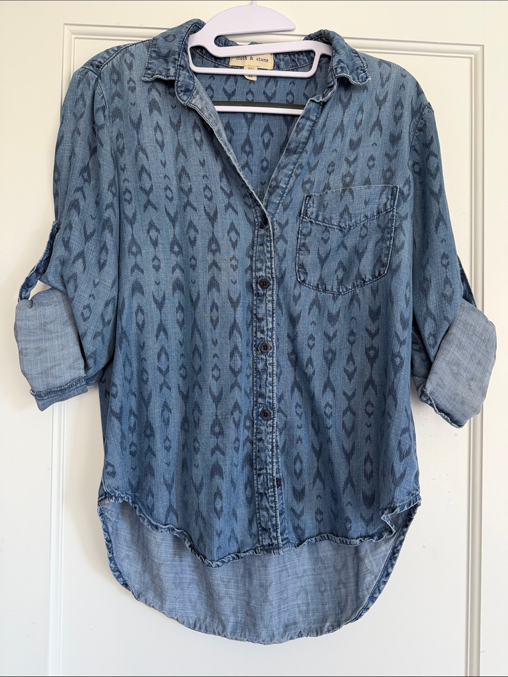 Cloth & Stone Ikat Long Sleeve Denim Shirt XS
